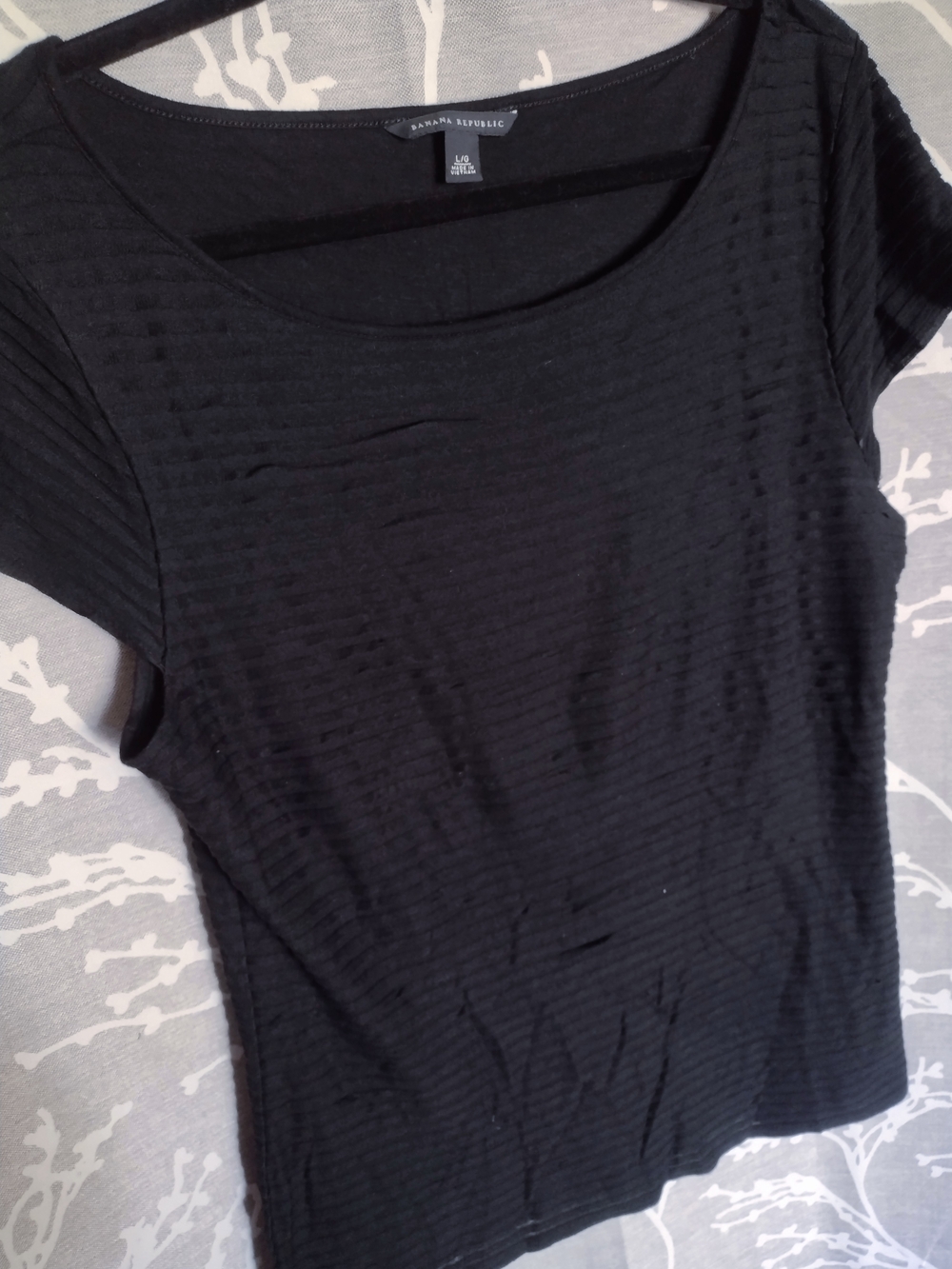 Banana Republic Black Short Sleeve Textured Tee
